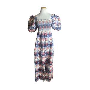 Autumn Adeigbo Floral Wide Leg Jumpsuit Pink Purple‎ Puff Sleeve 16 HTF Retro